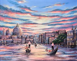 A Venetian Evening by Phillip Bissell - Original Painting on Box Canvas sized 39x31 inches. Available from Whitewall Galleries